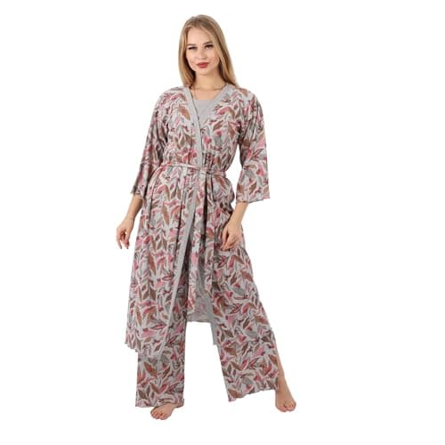 Women's Cotton Printed Robe | Lightweight Floral Housecoat with Waist Belt | Soft & Breathable Loungewear for Home & Sleepwear