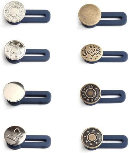 6Pcs Metal Silicone Waist Extenders Adjustable Pants Button Expansion Set Apparel pin