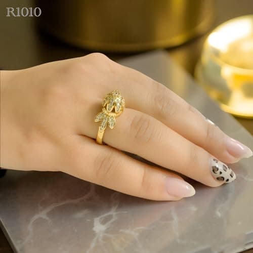 3 Diamonds 292474661779570 Women's Ring - Gold Plated with Sparkling Zircon