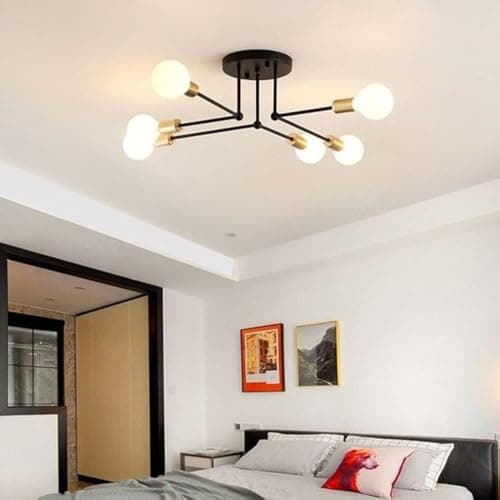 Generic Pendant Light 6 Bulb Without Bulbs 60 * 25 * 60 cm Black and Gold