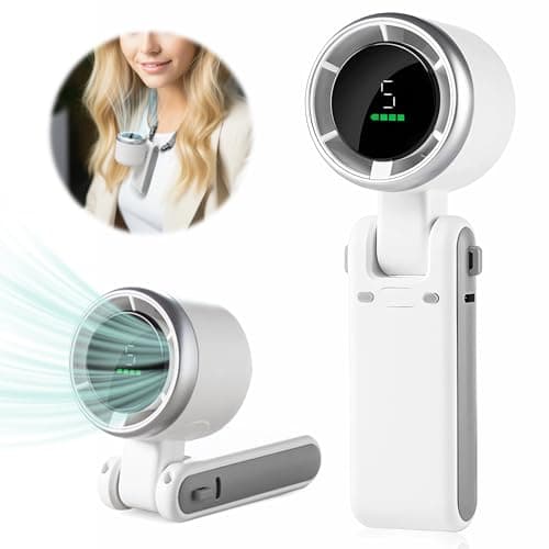 Portable Handheld Mini Turbo Fan, USB Rechargeable Travel Neck Fan with 5 Speeds, 3600mAh Battery & 15000RPM Speed, Up to 12 Working Hours, 3 IN 1 Foldable Personal Cooling Fan for Travel/Home/Office Electric fan