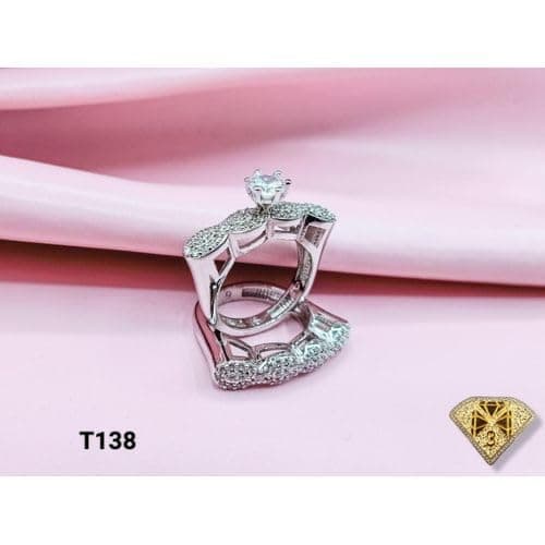 3 Diamonds 292474661779184 Twins Ring Platinum Plated For Women With Zircon Stone - Silver