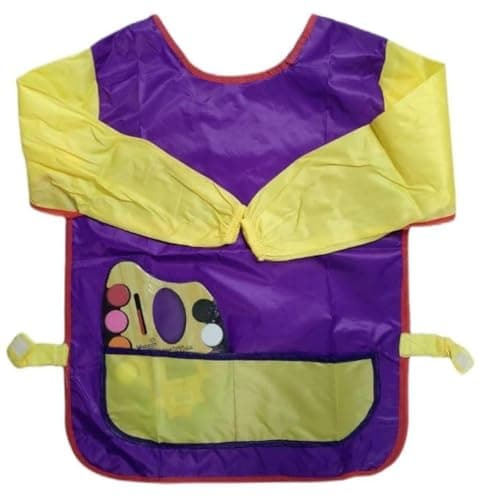 Waterproof Baby Bib Long Sleeve Paint Apron - Repeated Use, 2 Front Pockets Easy to Use to Keep Baby Clothes from 3 to 12 Years+Watercolor Palette