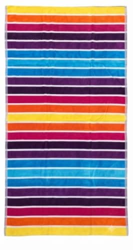 Egyptian Cotton Beach Towel 86x160 cm, 550 GSM Ultra Absorbent Quick Dry Large Multicolored Pool & Bath Sheet (Mixed Colors Pattern 1)