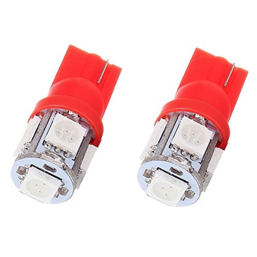 CCIYU T10 5-5050-SMD 194 Extremely Bright LED Light Lamp License Plate Wedge 168 2825 W5W (Red) - Pack of 2 Vehicle light bulb