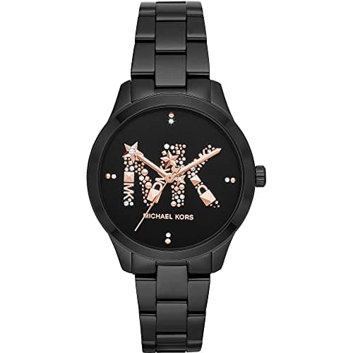 Michael Kors MK6683 Metal Stone Embellished Dial Round Analog Watch for Women - Black