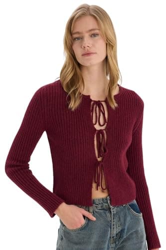 DeFacto Womens Casual Regular Fit Crew Neck Long Sleeve Tricot Cardigan Cardigan (pack of 1)