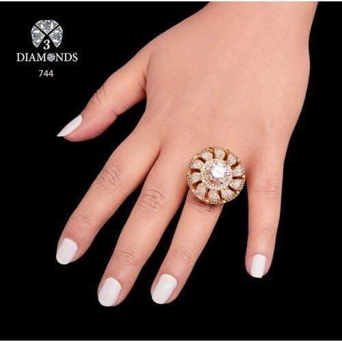 3 Diamonds 292474661779079 Band Ring For Women Gold Plated