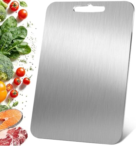 OVA Double-Sided Stainless Steel Cutting Board, 34 × 23 cm – Easy-to-Clean Chopping Board for Meat, Vegetables, Fruit and Bread