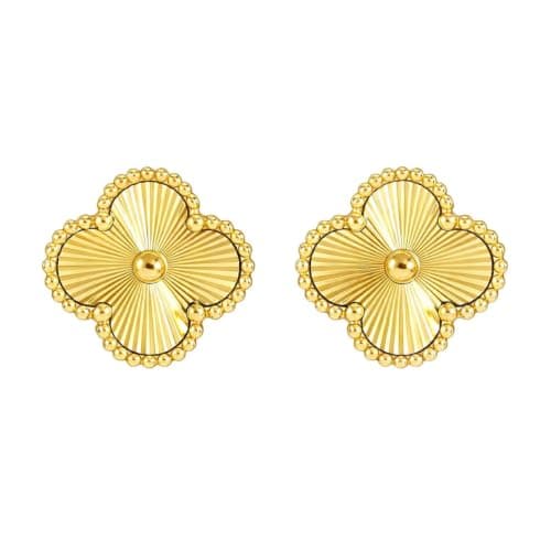 Julia Store 18K Gold Plated Stainless Steel Aesthetic Exquisite Luxury Elegant Dainty Cute Trendy Delicate Modern Lovely The Timeless Emblem Of Luck Classic Four-Leaf Clover Stud Earrings Jewelry Gift
