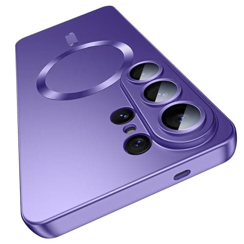 Samsung Galaxy S26 Ultra Magnetic Case, MagSafe Compatible, Slim Matte Phone Case with Built-in Camera Lens Protector (Removable), Shockproof Phone Case, Purple Cellular phone case
