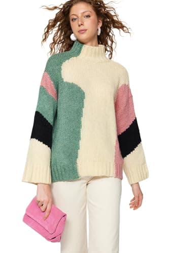 Trendyol Women's Regular Fit Basic Standing Collar Knitwear Sweater