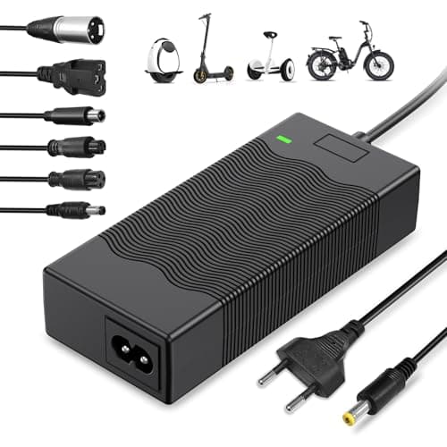 42V 2A E-Scooter Charger with 6 Plugs, Compatible with Xiaomi, Ninebot, Hoverboards and E-Bikes. Hoverboard Charging Cable, Power Supply Adapter for 36V Lithium Battery Electric Scooter