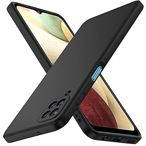 iVoler Silicone Case for Samsung Galaxy A12 / M12, Ultra Slim, Shock-Absorbent, Matte Black Cellular phone case