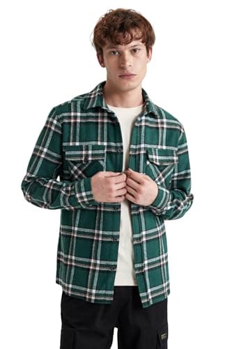 DeFacto Regular Fit Regular Long Sleeve Woven Top Long Sleeve B4479AX SHIRT for Man Green (GN919) XS Lamp