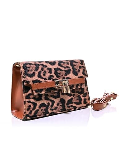CRS020 - ELEGANT LEATHER CROSSBODY BAG WITH GOLD LOCK Handbag