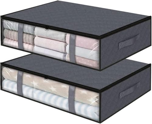Large Underbed Storage Box Clothes Organizer for Bedding Blankets and Linens Rectangular Storage Bag for Closets and Cabinets 85 x 45 x 20 cm Grey
