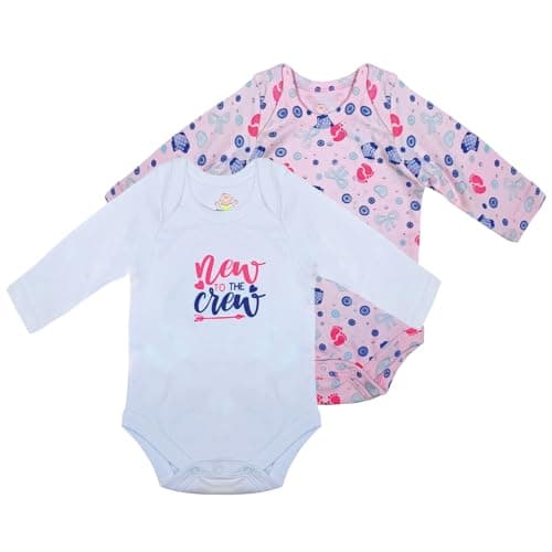 Baby Shoora Girls Set Of 2 Pieces Long Sleeves Bodysuit Printed Shapes Bodysuit (pack of 1) Leotard