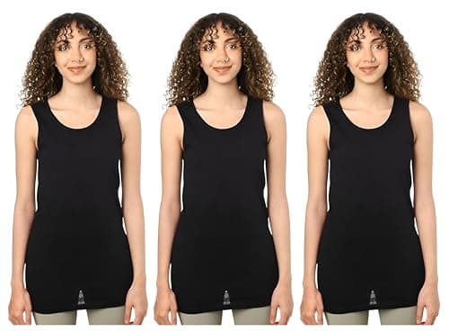 Dahab Womens Set Of 3 Pieces Plain Sleeveless Undershirt Base Layer Top Shirt