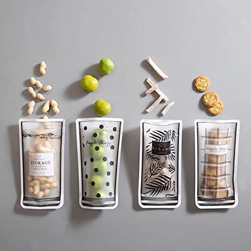 4-Piece Foldable Food Storage Jar Set with Secure Zipper Seal 250g Capacity Cup Design Portable Container for Grains Legumes and Kitchen Organization