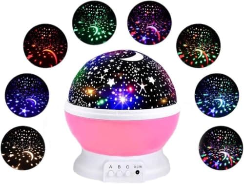 Pink Star Moon Projector for Kids - Cute Decorative Night Light for Bedroom Fantasy and Quiet Atmosphere