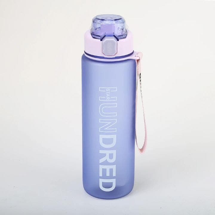 Generic Matte acrylic water bottle, Water bottle with silicone straw, 1000ml capacity, With a handle, Light purple color .mk