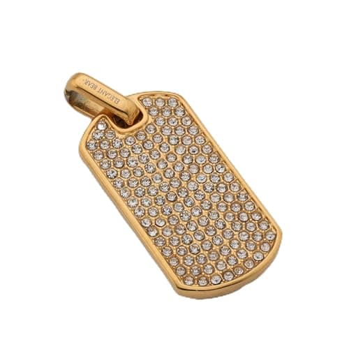 elegant bear S259 - Gold Basic Double Face Inalid with cubic zircona stones pendant Charm