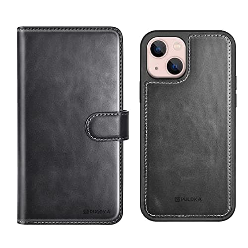 GIGA EG PULOKA for iPhone 14 Leather Flip Cover Detachable Leather Wallet Case Compatiable for Apple iPhone 14 (Black) Cellular phone case