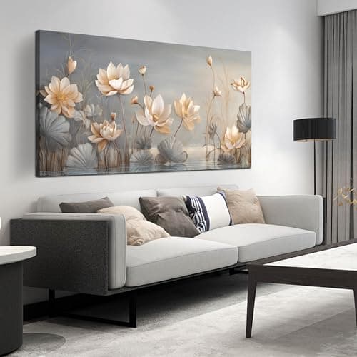 WDHCG Lotus Pictures Wall Art for Bedroom - Flower Canvas Wall Art for Living Room - Home Office Decor Women Size 29" x 59"