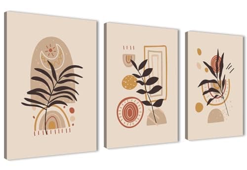 NOVA ART Canvas Wall Art Abstract Geometric Shapes Botanical Elements Prints Wall Art for Bedroom Living Room Office Etc Modern Home Decor 30cm x 40cm x 3pcs #NA2