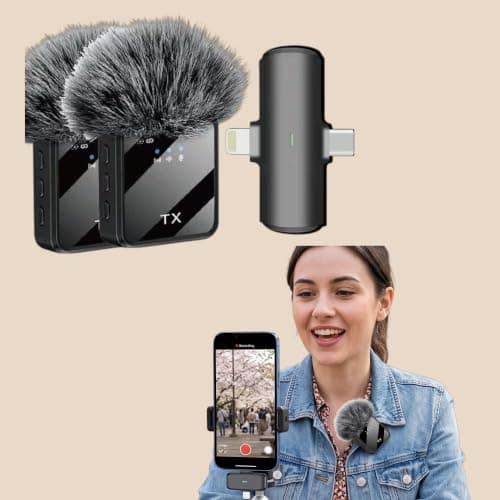 Dual Wireless Microphone BY-MW9 System for Content Creators & Vloggers, Plug & Play Lavalier Mic for Live Streams, 20m Range, Clear Sound, Widely Compatible with Smartphones