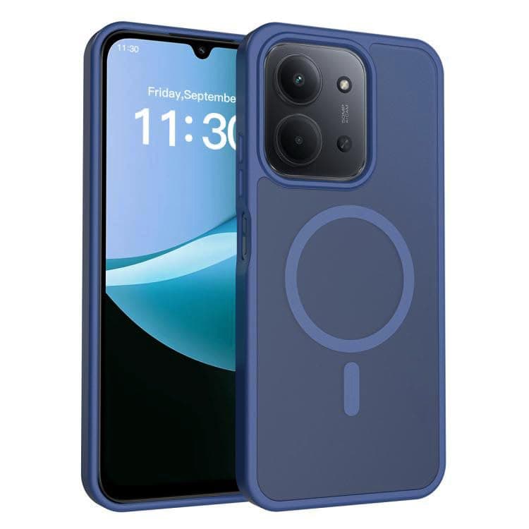 Matte Phone Case (Compatible With Redmi 15C) Shockproof Luxury Back Cover Featuring Fingerprint Resistant Transparent Back Made Of Hybrid TPU and Polycarbonate Material (Blue)