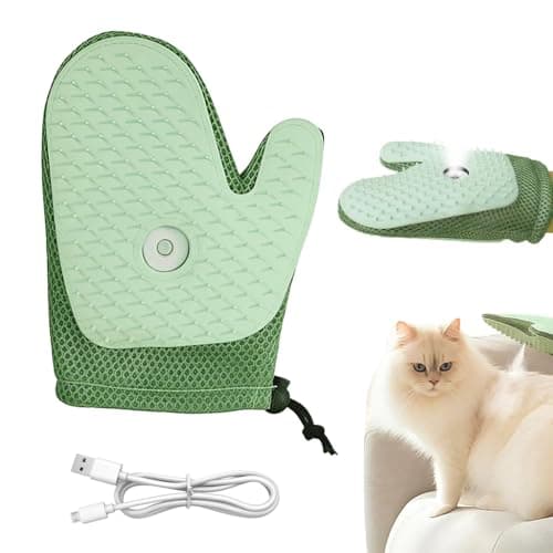 Qpets® Pet Electric Steam Hair Removal Glove, Dematting Glove, Cat Dog Hair Grooming Mitt, Soft Silicone Bristles, Pet Deshedding Hair Gloves Pet supplies