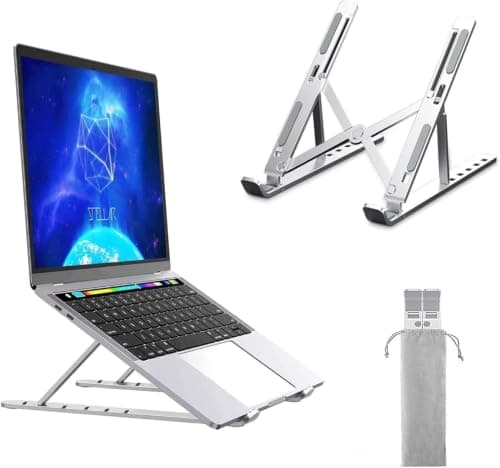 Foldable Metal Laptop Stand 6 Level Adjustable Height Portable Travel Mount