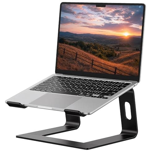 Soundance Aluminum Laptop Stand for Desk Compatible with Mac MacBook Pro Air Apple Notebook, Portable Holder Ergonomic Elevator Metal Riser for 10 to 15.6 inch PC Desktop Computer, Black Portable electronic device stand
