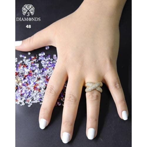 3 Diamonds 3370159539285 Women's X Shape Ring - Gold Plated with Sparkling Zircon