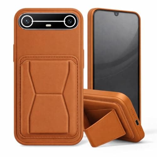 3M Store Leather Case Compatible for TECNO SPARK SLIM Shockproof Leather Back Card Storage & case built-in Stand PU leather for a stylish look, comfortable grip (Brown)