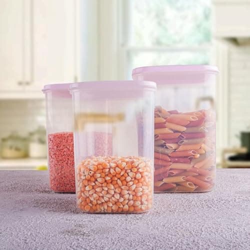Generic Food Storage Containers, 3-Pack Set, Airtight Seal, for Legumes, Pasta and Rice, 1400ml, 2100ml and 3100ml, .soh