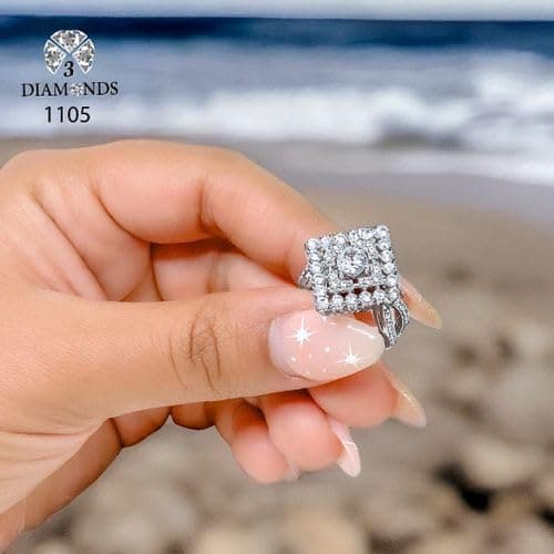 3 Diamonds 292474661779176 Platinum Plated Ring for Women with Zircon Stone - Silver