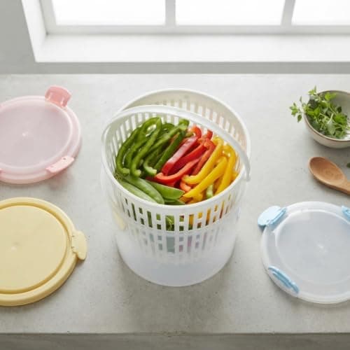 2.2L Pickle Jar Storage Container with Strainer Lid for Olives & Fruits