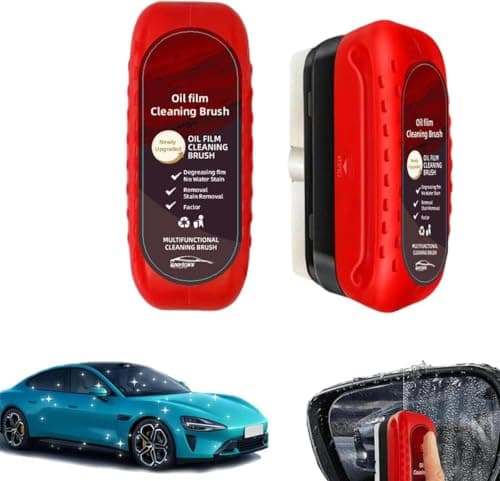 Circle M 2-Piece Car Glass Oil Film Cleaning Brush: Windshield Wiper & Coating Remover Prevents Fog & Rain – Black Home