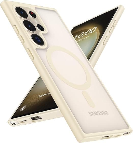 Strong Magnetic for Samsung Galaxy S25 Ultra Case, [Compatible with MagSafe] [Military-Grade Protection] Shockproof Translucent Matte for S25 Ultra Case 6.8 (Antique White) Cellular phone case