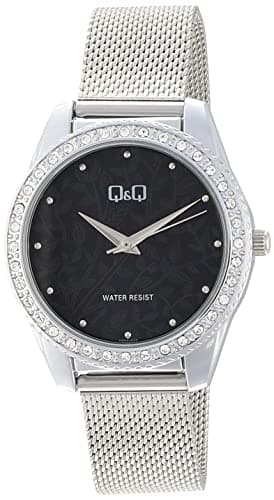 Q&Q Watch for Women, Quartz Movement, Analog Display, Silver Stainless Steel Strap-QZ59J232Y