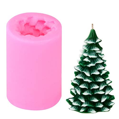 tiggell 3D Christmas Tree Candle Mold Silicone Molds for Candle Making Xmas Pine Tree Silicone Soap Molds DIY Cake Decoration Bath Bomb Chocolate Jello Crayon Wax Craft mold