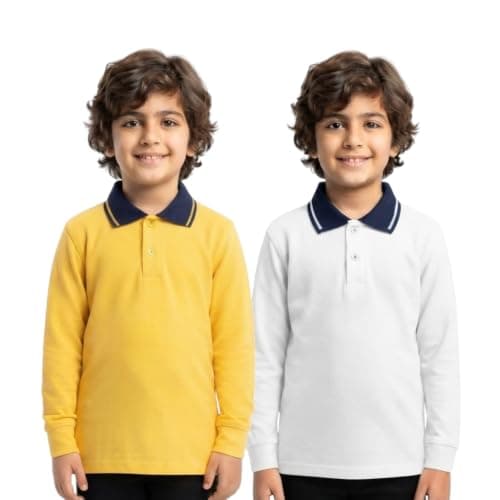 Red Circle Bundle of 2 long Sleeve Polo T-Shirt Kids YELLOW-white 10 Outerwear