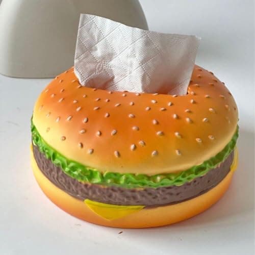 Burger Shaped Tissue Box Cover for Kitchen Dining Room Decorative Holder