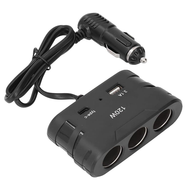 KaberTrade Car Lighter Socket Splitter, Modified Phone Charger with Cigarette Lighter, Car Splitter Multi Slot Plug for Car Truck (3 Eye/USB/Type-C, Code:7269) by KaberTrade Mechanical lighter