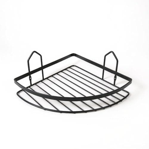 Stainless Steel Corner Bathroom Shelf, Shower Caddy Organizer Rack for Shampoo, Soap & Accessories, Rustproof Multipurpose Holder, comes with Screws & Anchors, Black. (1 Tier)