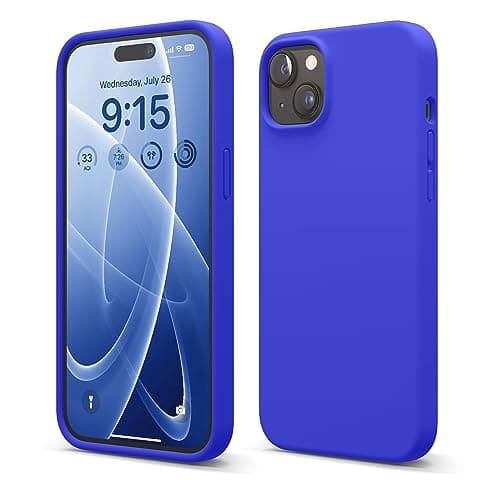 elago Liquid Silicone Case Compatible with iPhone 15 Plus, Premium Quality, Full Body Protection Case [4-Layer Shockproof Structure], Soft Microfiber Lining Anti-Scratch (Cobalt Blue) Cellular phone case