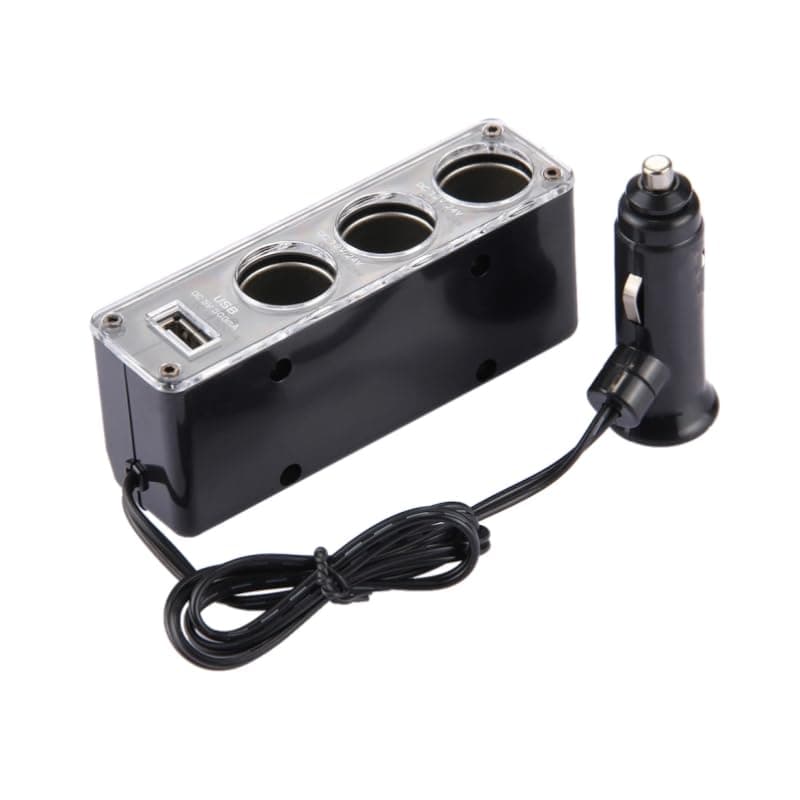 KaberTrade KaberTrade 5 in 1 Smart Car Lighter Splitter Multi Outlet Power Adapter for Cars Trucks Navigation Dash Cam Phone Charging (3 Eye/1USB, Code:9653) Mechanical lighter